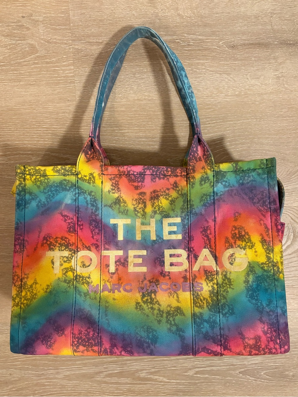 Large Marc Jacobs “Marbled Rainbow” 🌈 THE TOTE BAG w/Gold Leaf Lettering